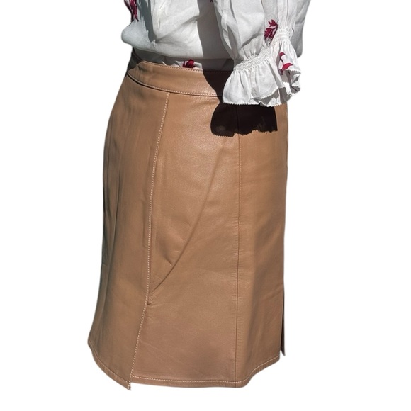 Burberry Leather Skirt Caramel Brown 38 - Picture 8 of 14
